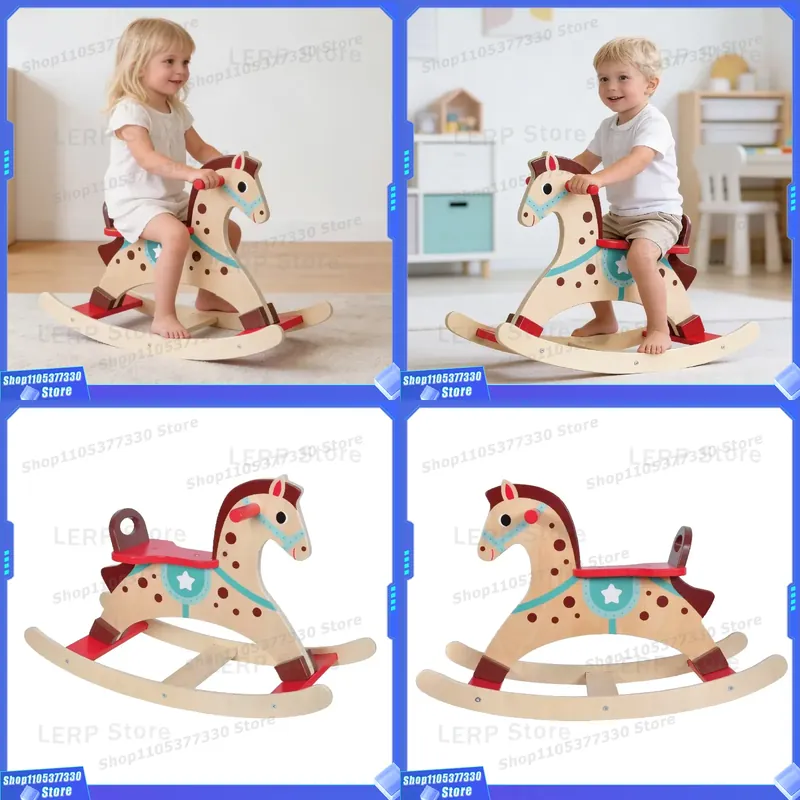 Kids Toys Horse - Colorful Wooden Rocking Horse for Kids