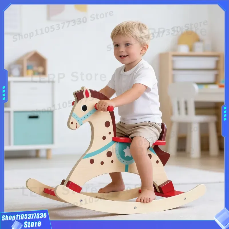 Colorful Wooden Rocking Horse  - Kids Toys Horse recension och pris